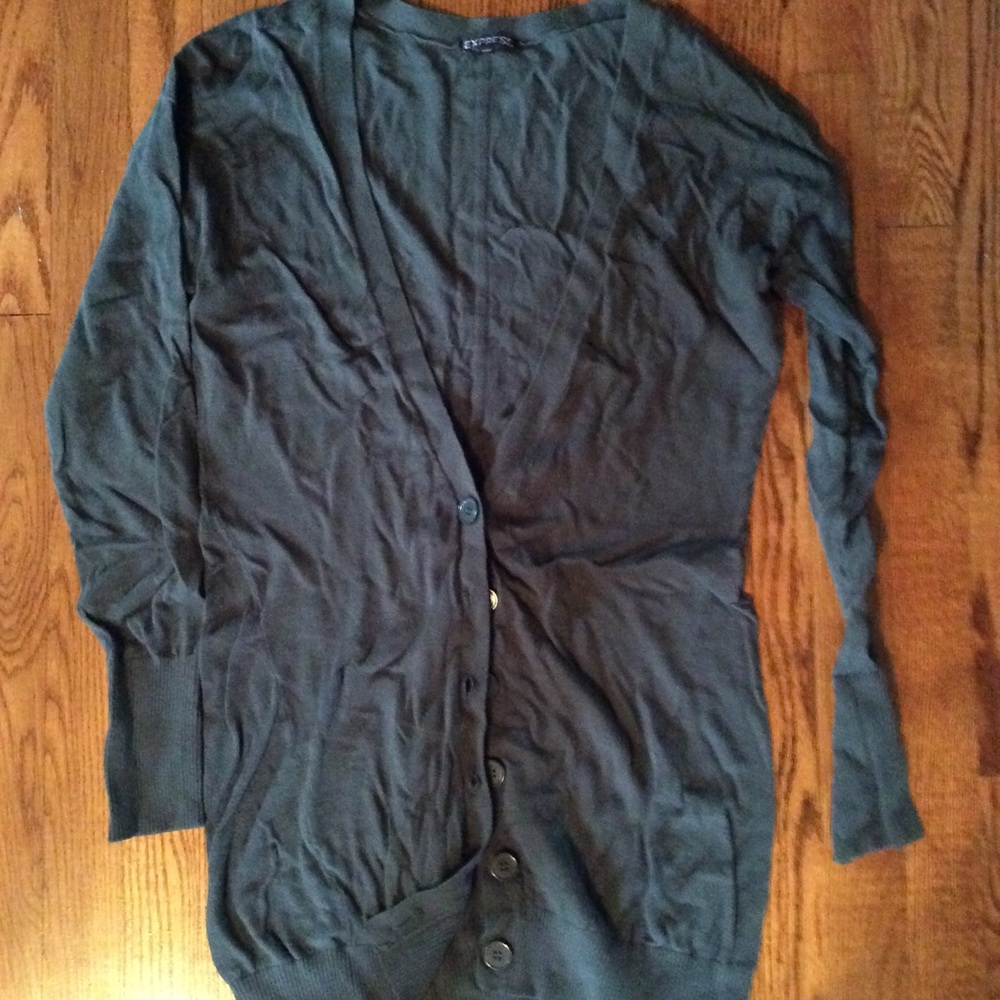 Express Button Front Tunic Length Sweater